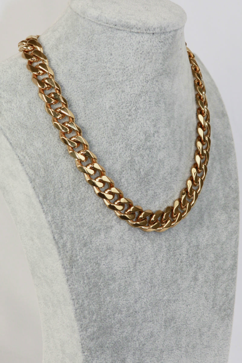 Thick Curb Chain Stainless Steel Necklace-Teresa&#39;s Fashionista LLC