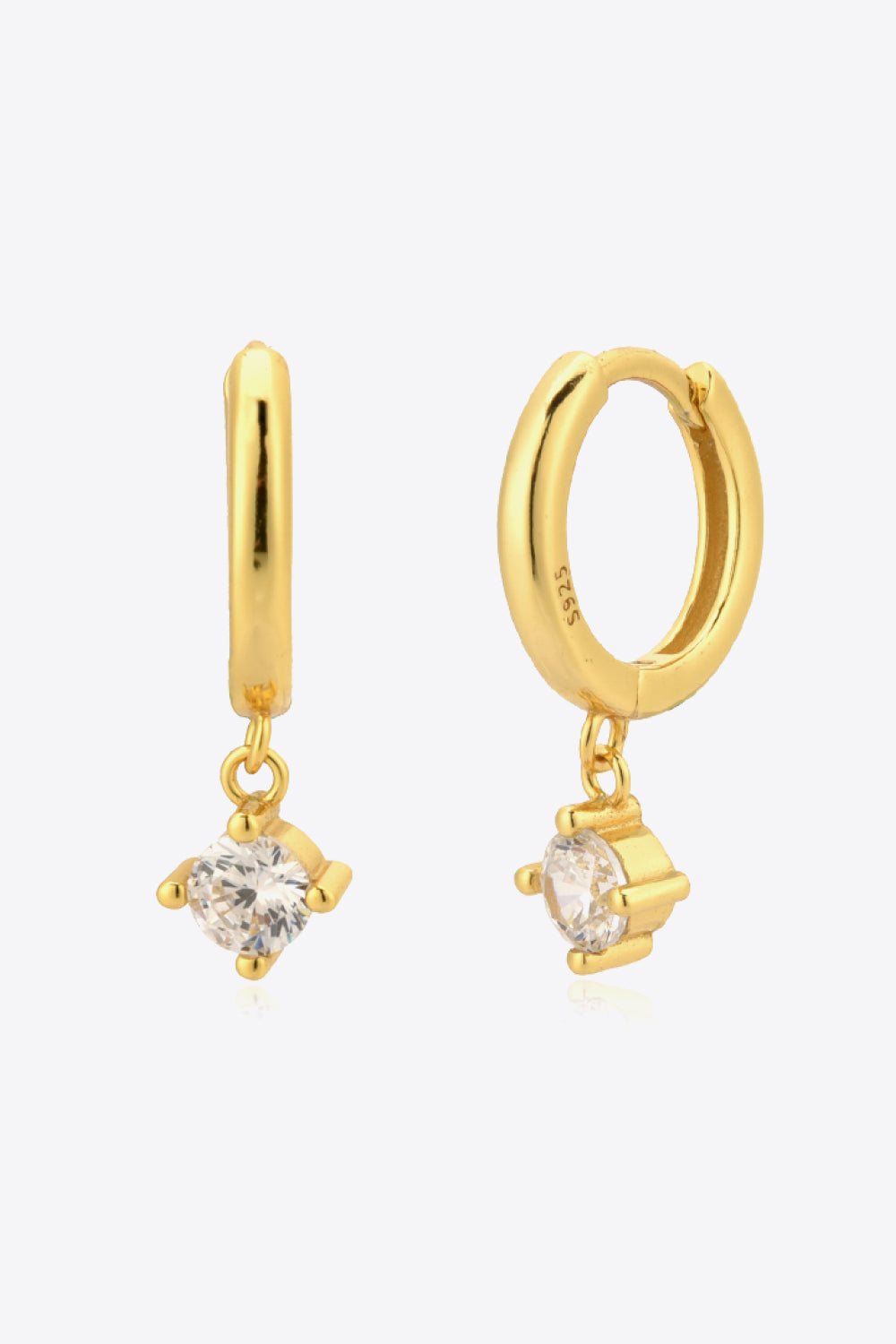 Inlaid Zircon Huggie Drop Earrings-Teresa&#39;s Fashionista LLC