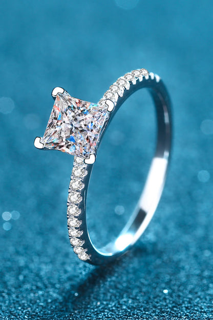 Rhodium-Plated 2 Carat Moissanite Four-Prong Ring-Teresa&#39;s Fashionista LLC