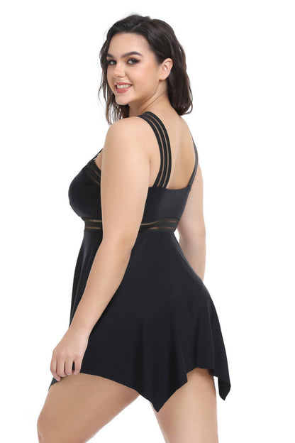 Plus Size Handkerchief-Hem Swim Dress and Bottoms Set-Teresa&#39;s Fashionista LLC