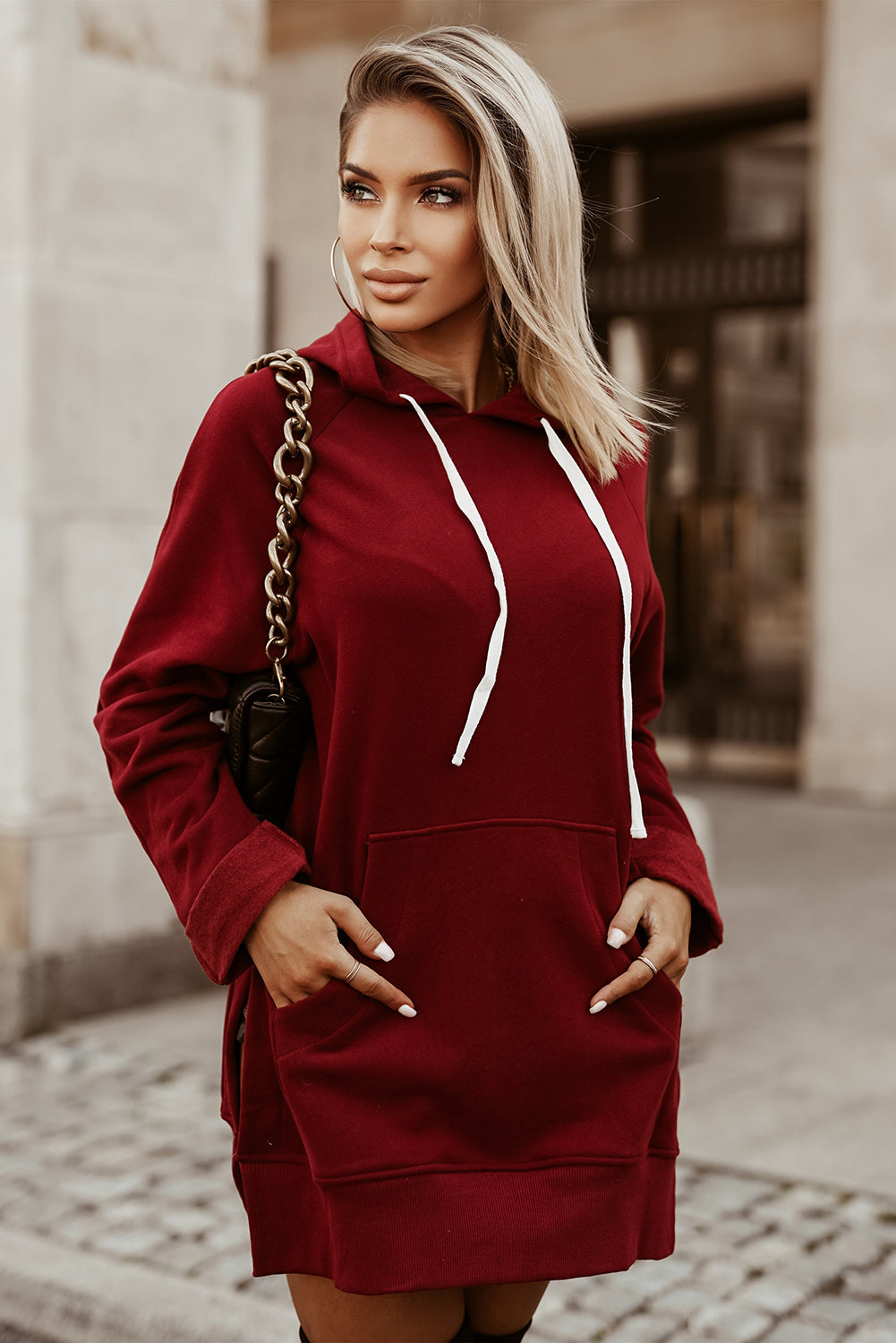 Side Slit Raglan Sleeve Hoodie-Teresa&#39;s Fashionista LLC