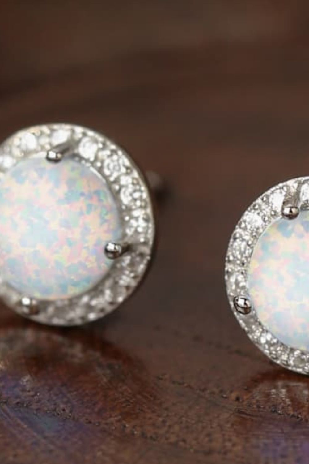 925 Sterling Silver Platinum-Plated Opal Round Stud Earrings-Teresa&#39;s Fashionista LLC