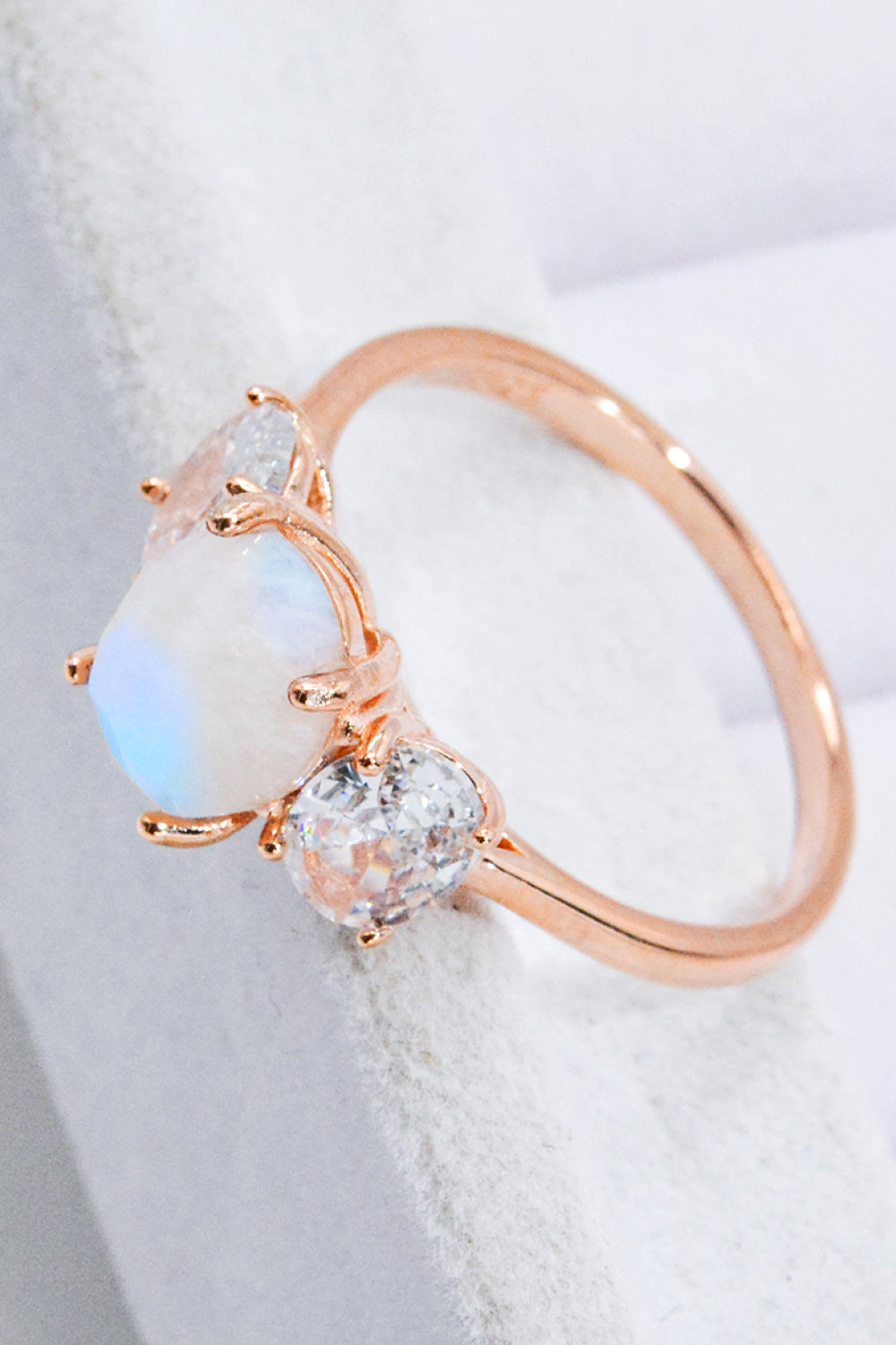 Natural Moonstone and Zircon Ring-Teresa&#39;s Fashionista LLC