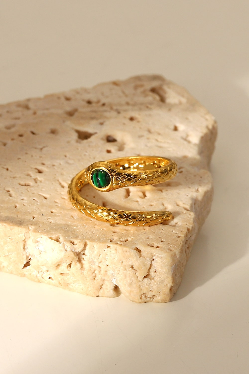 Snake Charmer Malachite Snake-Shaped Bypass Ring-Teresa&#39;s Fashionista LLC