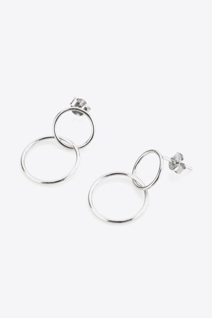 925 Sterling Silver Double Hoop Drop Earrings-Teresa&#39;s Fashionista LLC