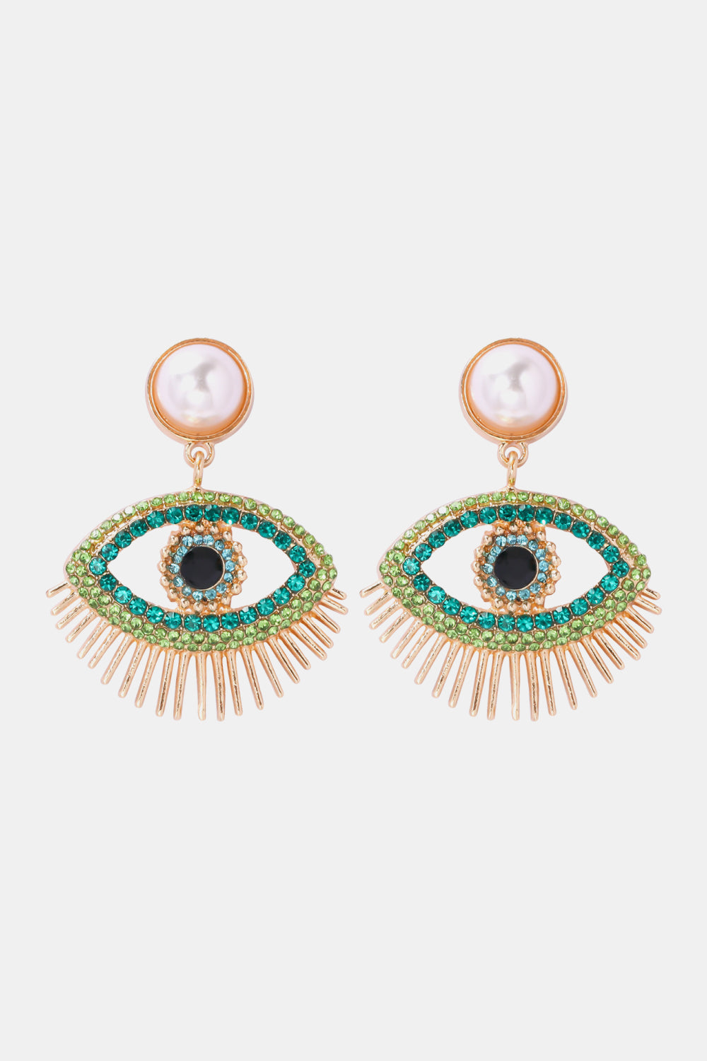 Evil Eye Shape Rhinestone Zinc Alloy Synthetic Dangle Earrings-Teresa&#39;s Fashionista LLC