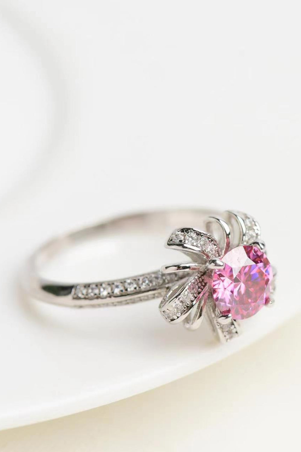 1 Carat Moissanite Flower-Shaped Ring-Teresa&#39;s Fashionista LLC