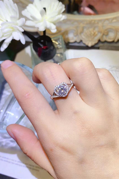 1 Carat Moissanite 925 Sterling Silver Heart Ring-Teresa&#39;s Fashionista LLC