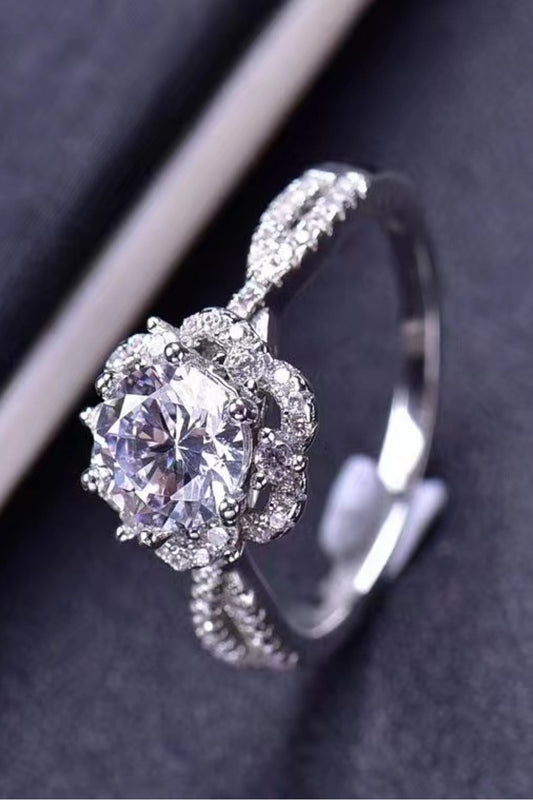 Platinum-Plated Six Prong 1 Carat Moissanite Ring-Teresa&#39;s Fashionista LLC