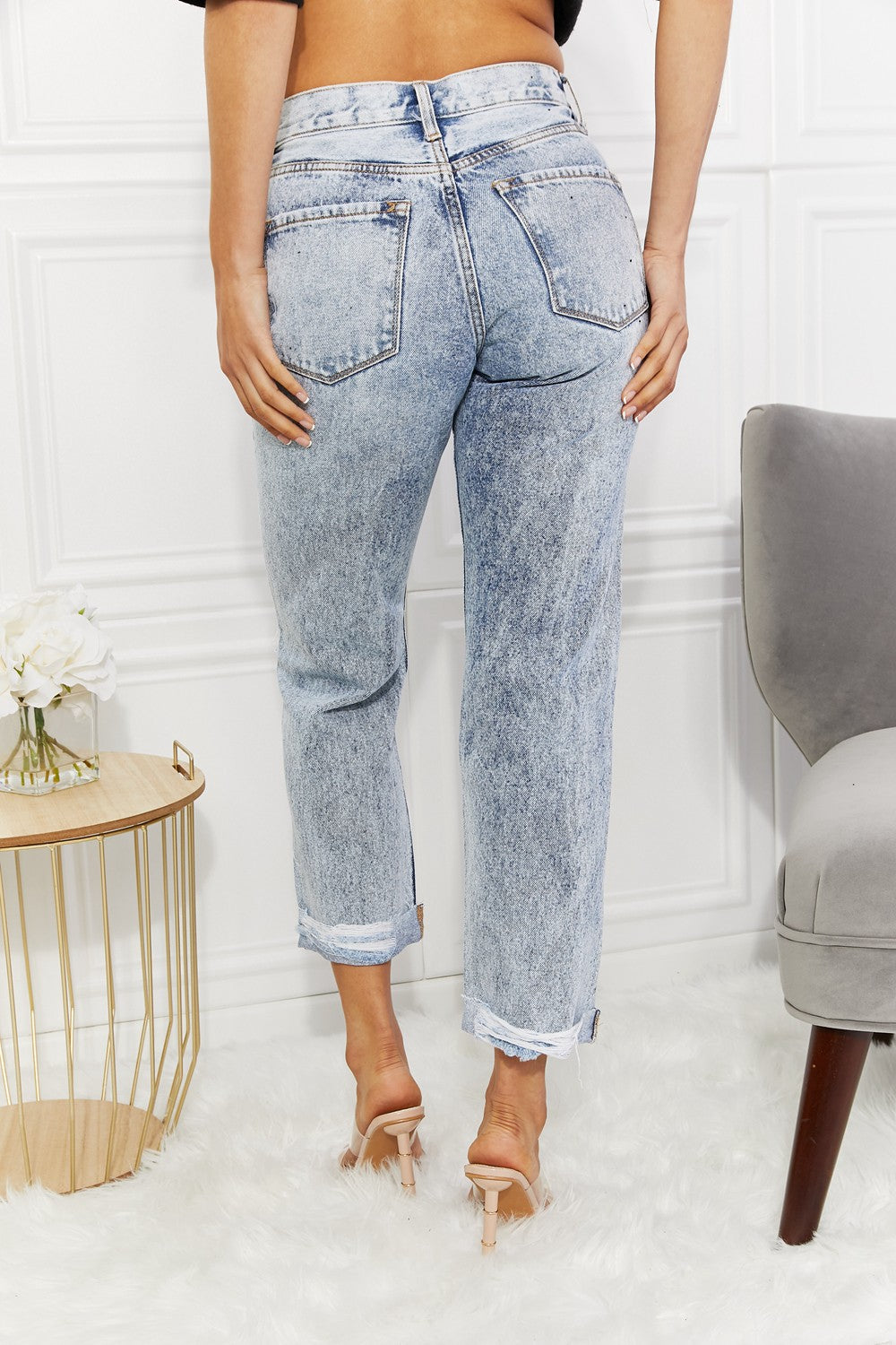 Kancan Kendra High Rise Distressed Straight Jeans-Teresa&#39;s Fashionista LLC