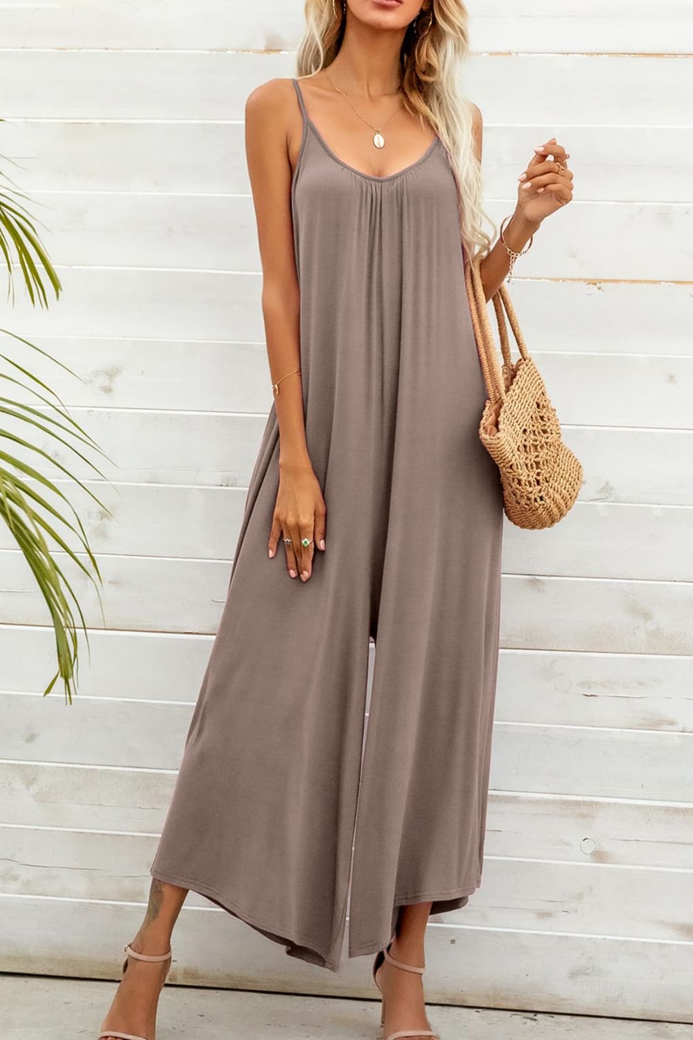 Spaghetti Strap Scoop Neck Jumpsuit-Teresa&#39;s Fashionista LLC