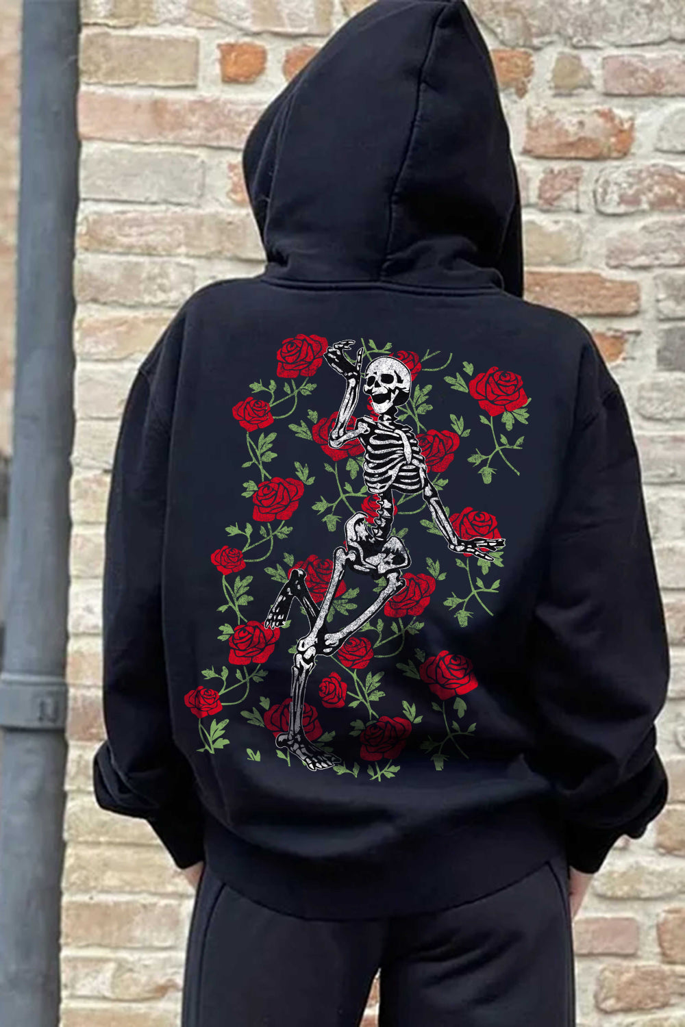 Simply Love Simply Love Full Size Rose and Skeleton Graphic Hoodie-Teresa&#39;s Fashionista LLC