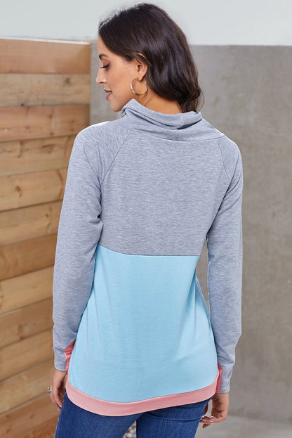 Color Block Raglan Sleeve Drawstring Sweatshirt-Teresa&#39;s Fashionista LLC