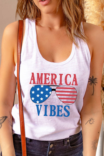 AMERICA VIBES Graphic Round Neck Tank-Teresa&#39;s Fashionista LLC