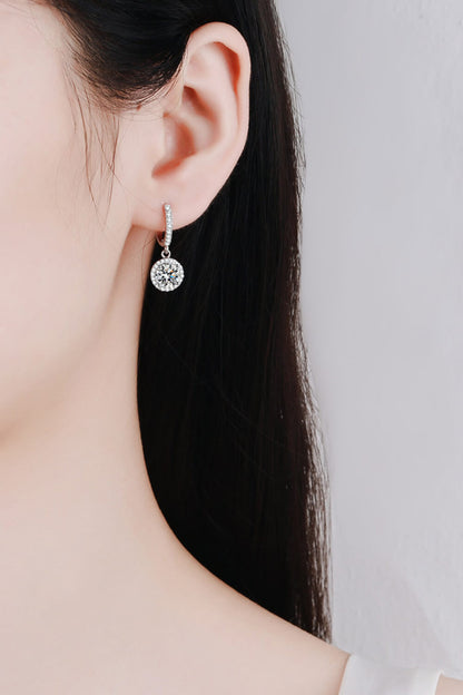 Moissanite Round-Shaped Drop Earrings-Teresa&#39;s Fashionista LLC