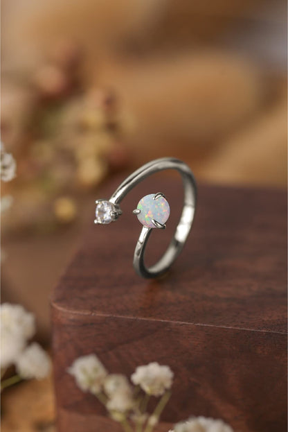 Opal 925 Sterling Silver Bypass Ring-Teresa&#39;s Fashionista LLC