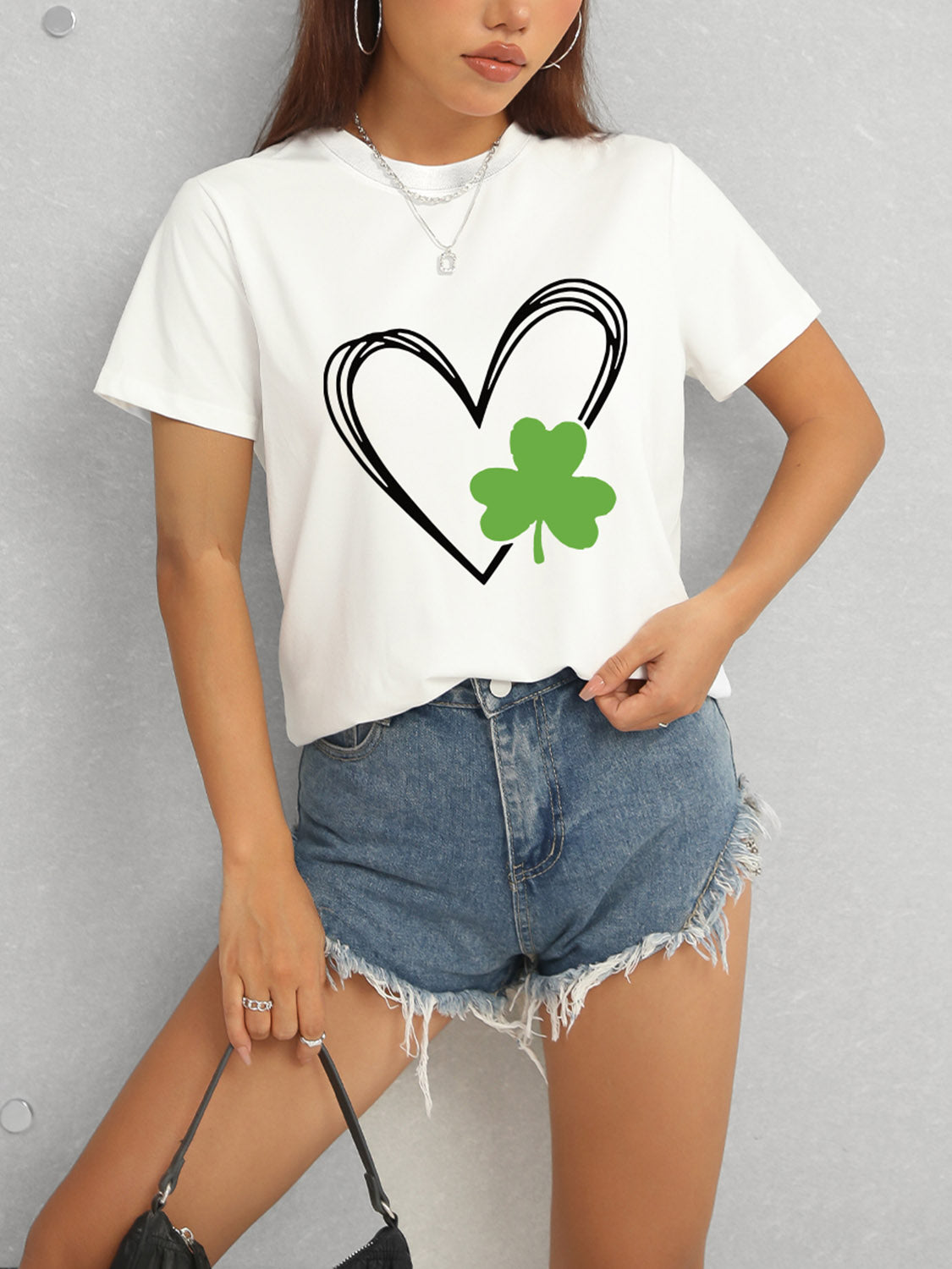 Heart Lucky Clover Short Sleeve T-Shirt-Teresa&#39;s Fashionista LLC