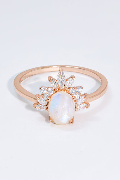 18K Rose Gold-Plated Natural Moonstone Ring-Teresa&#39;s Fashionista LLC