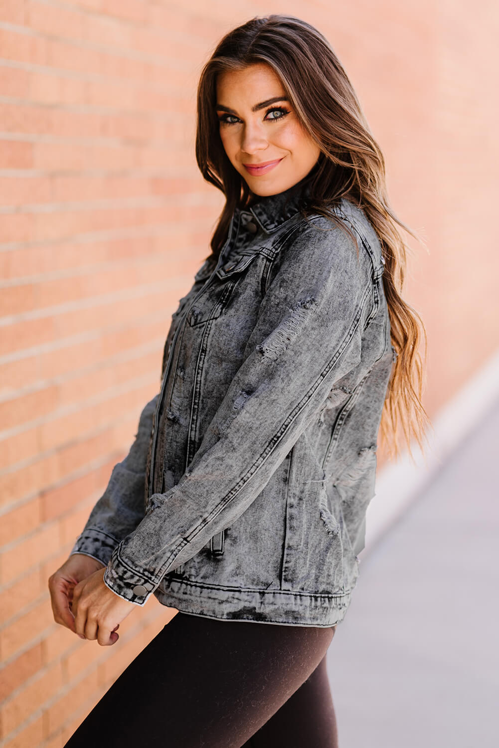 Acid Wash Distressed Denim Jacket-Teresa&#39;s Fashionista LLC