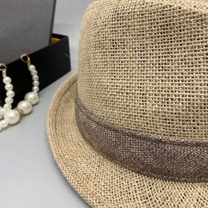 Short Brim Jute Cloth Hat-Teresa&#39;s Fashionista LLC