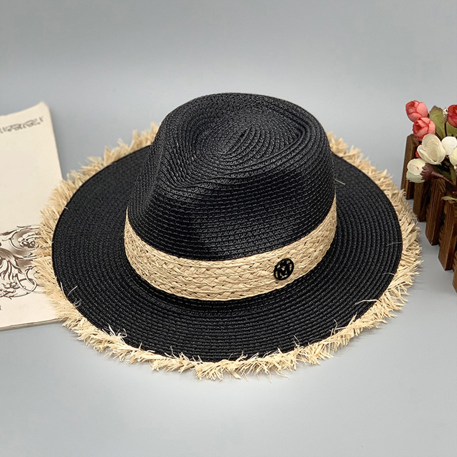 Raw Hem Raffia Hat-Teresa&#39;s Fashionista LLC