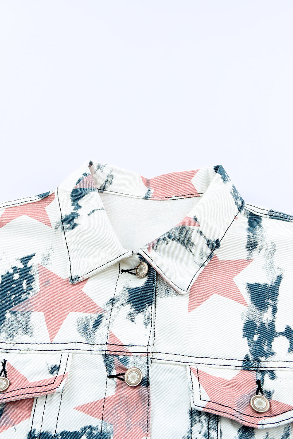 Star Tie-Dye Button Down Denim Jacket-Teresa&#39;s Fashionista LLC