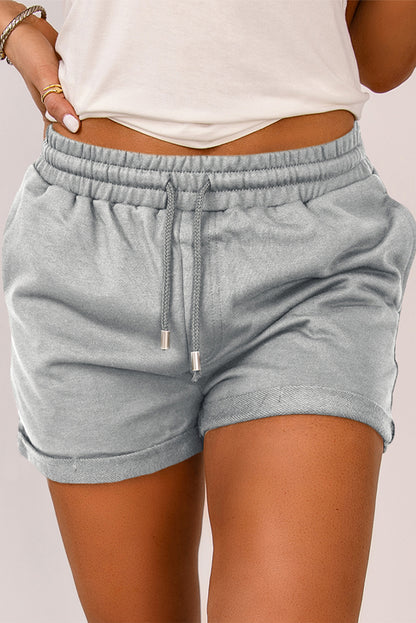 Drawstring Waist Cuffed Shorts-Teresa&#39;s Fashionista LLC