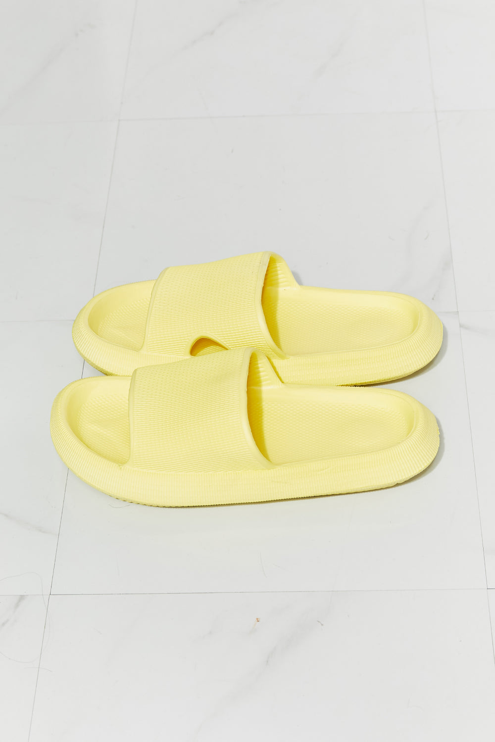 MMShoes Arms Around Me Open Toe Slide in Yellow-Teresa&#39;s Fashionista LLC