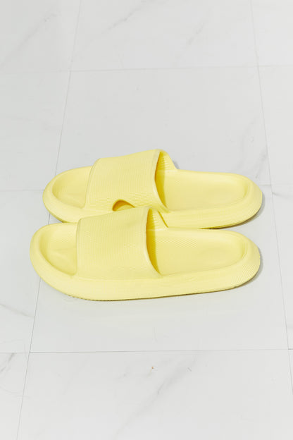 MMShoes Arms Around Me Open Toe Slide in Yellow-Teresa&#39;s Fashionista LLC