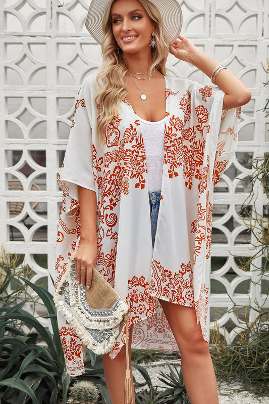 Floral Side Slit Cover Up-Teresa&#39;s Fashionista LLC