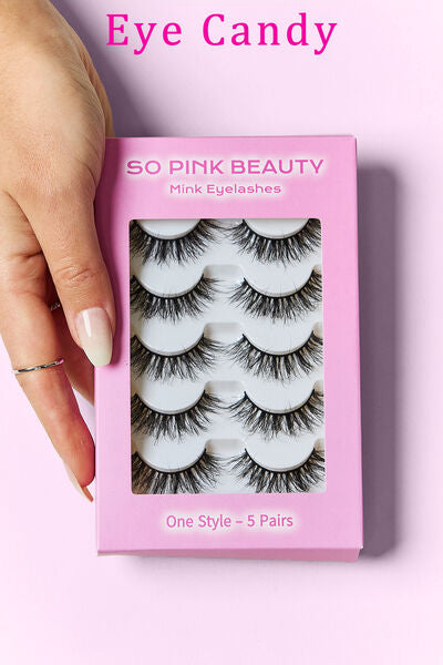 SO PINK BEAUTY Mink Eyelashes 5 Pairs-Teresa&#39;s Fashionista LLC