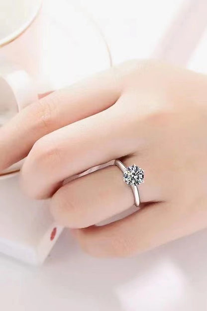 925 Sterling Silver 3 Carat Moissanite 6-Prong Ring-Teresa&#39;s Fashionista LLC