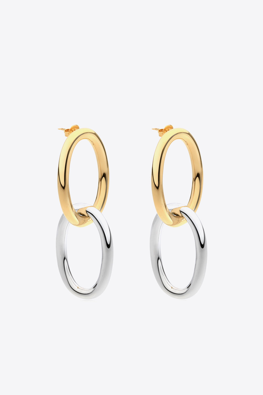 Two-Tone Double Hoop Earrings-Teresa&#39;s Fashionista LLC