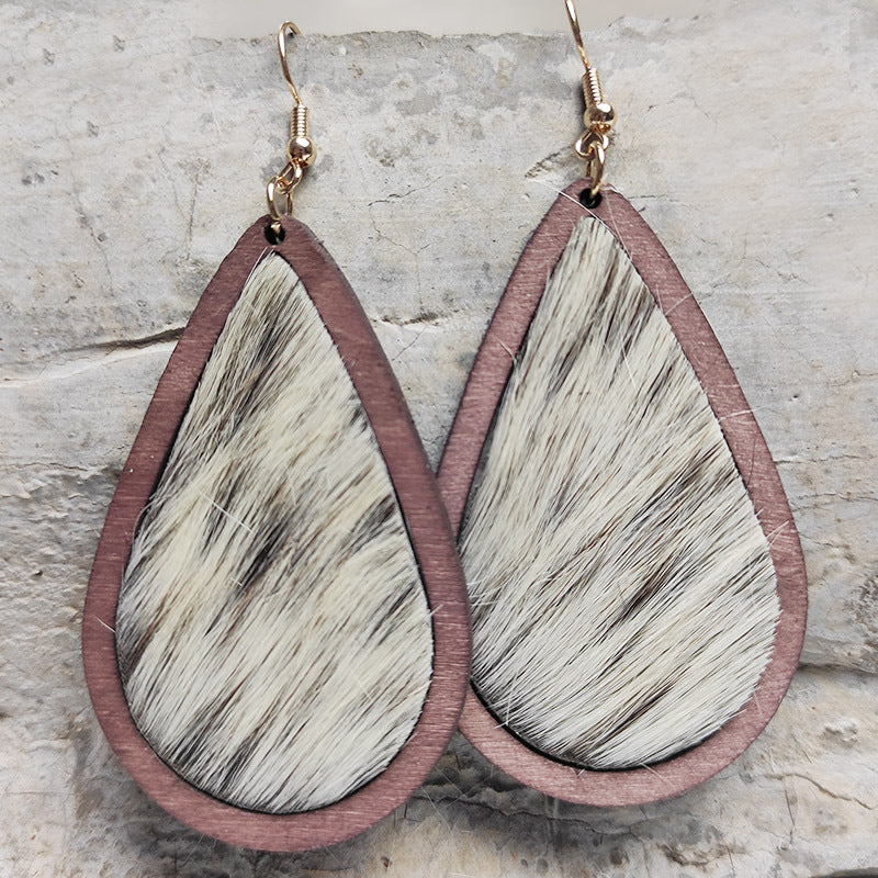 Teardrop Shape Wooden Dangle Earrings-Teresa&#39;s Fashionista LLC