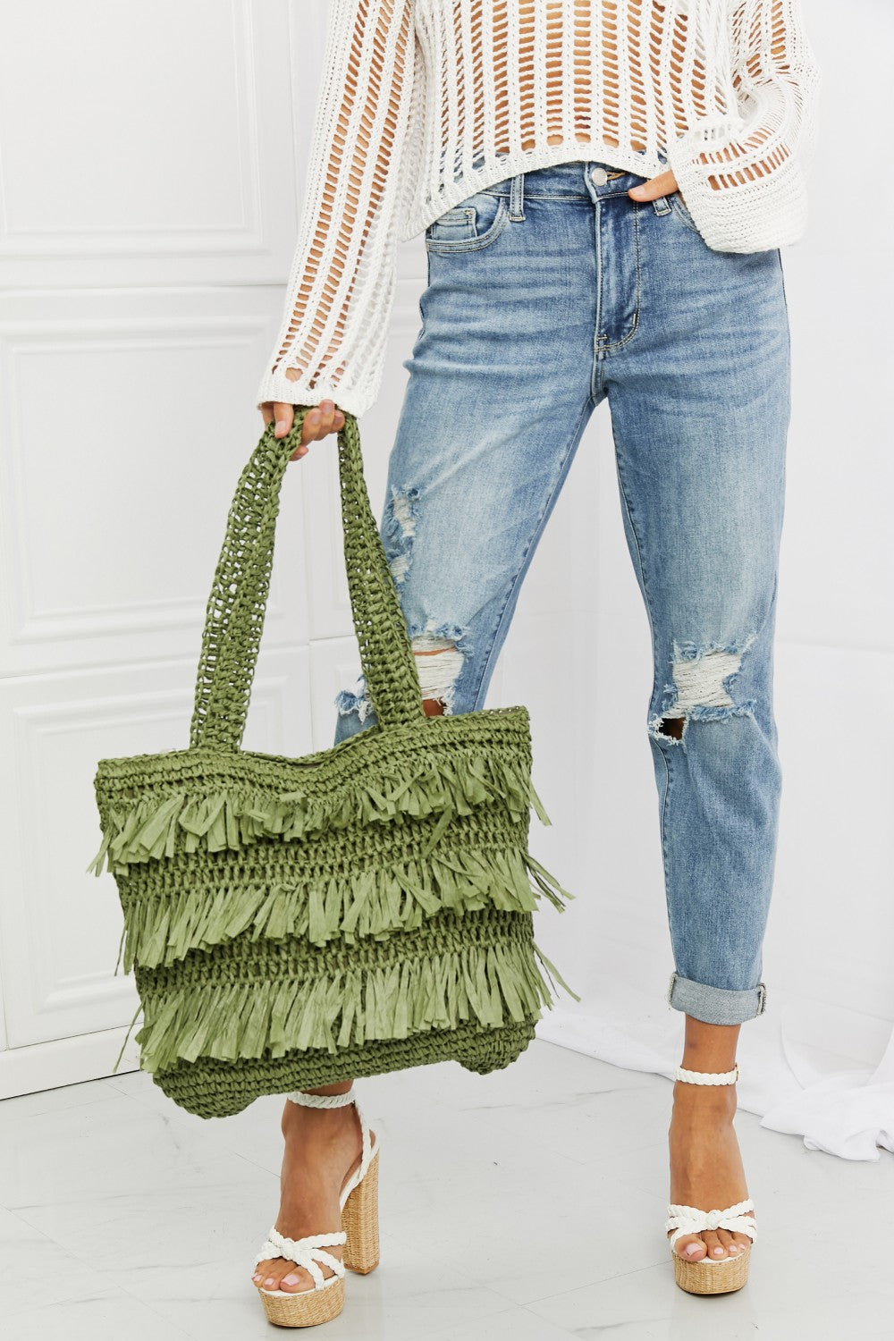 Fame The Last Straw Fringe Straw Tote Bag-Teresa&#39;s Fashionista LLC