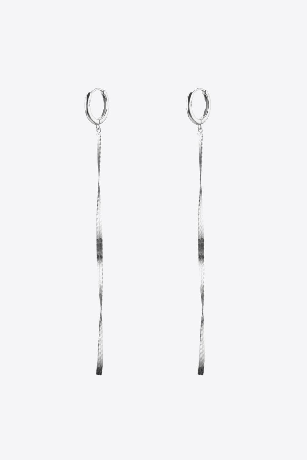 925 Sterling Silver Long Snake Chain Earrings-Teresa&#39;s Fashionista LLC