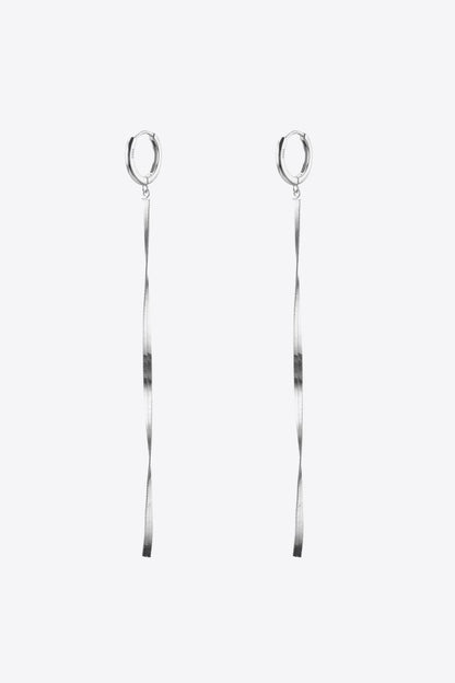 925 Sterling Silver Long Snake Chain Earrings-Teresa&#39;s Fashionista LLC