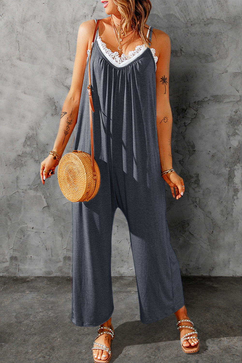 Spaghetti Strap Wide Leg Jumpsuit-Teresa&#39;s Fashionista LLC