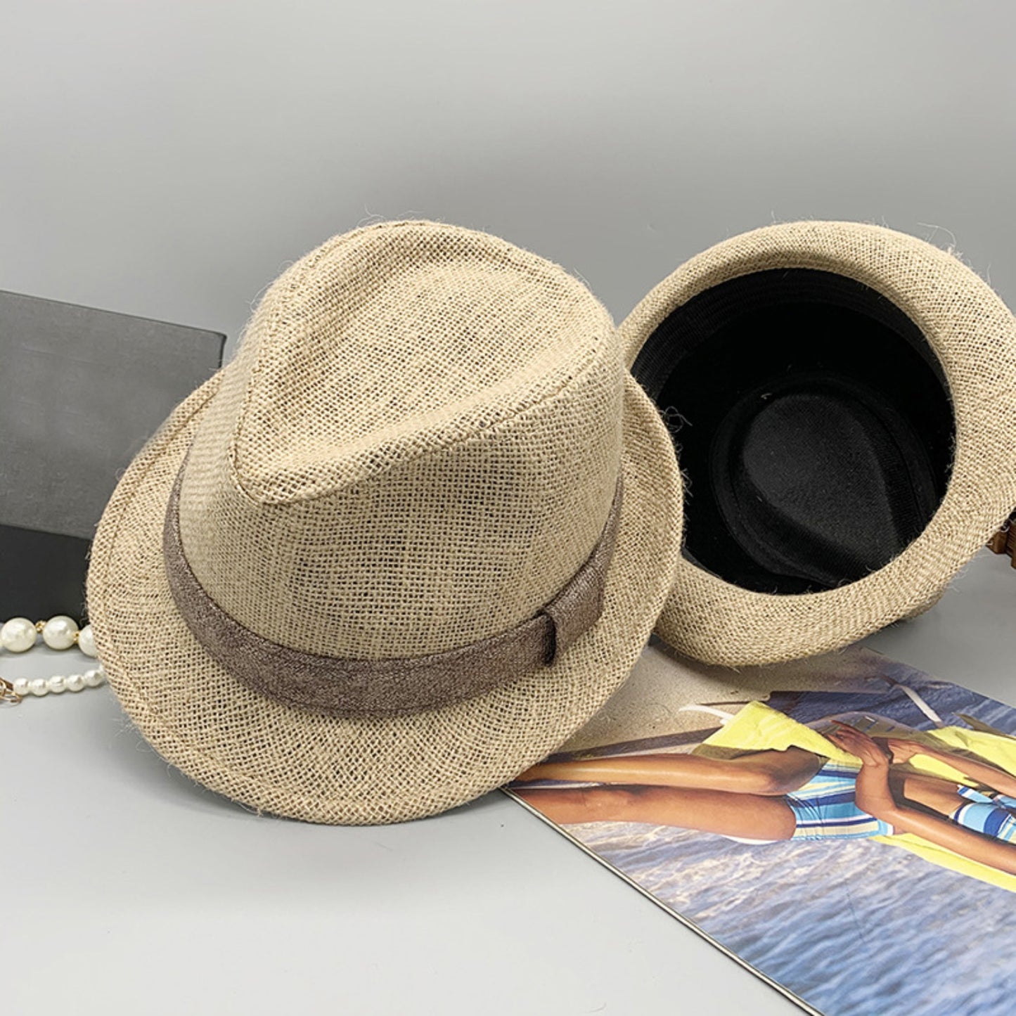 Short Brim Jute Cloth Hat-Teresa&#39;s Fashionista LLC