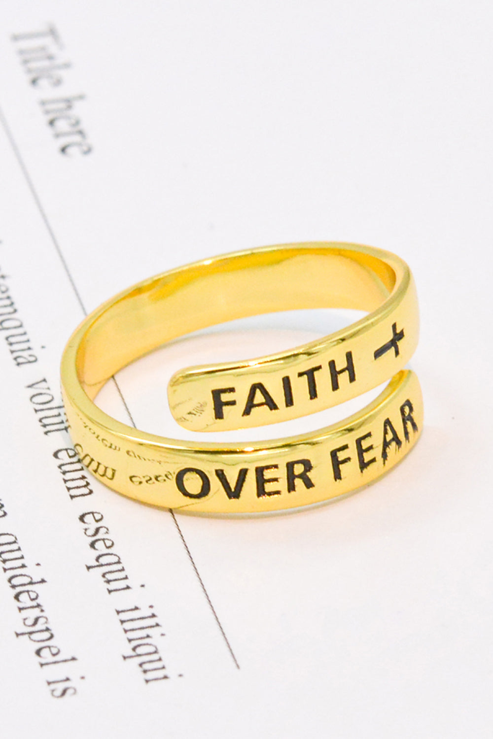 925 Sterling Silver FAITH OVER FEAR Bypass Ring-Teresa&#39;s Fashionista LLC