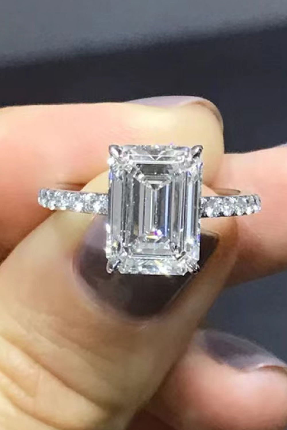 5 Carat Moissanite Side Stone Ring-Teresa&#39;s Fashionista LLC