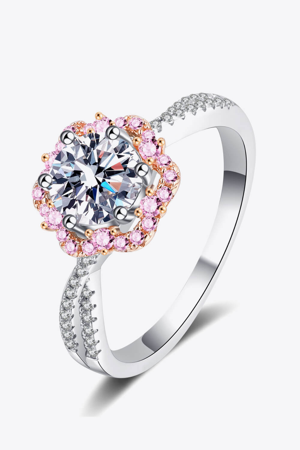 1 Carat Moissanite Flower-Shaped Crisscross Ring-Teresa&#39;s Fashionista LLC