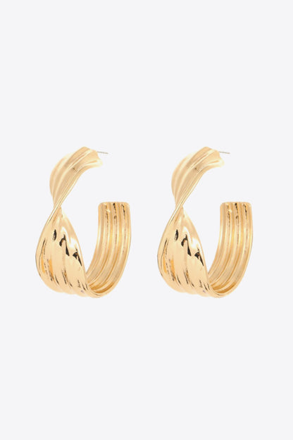 Twisted C-Hoop Alloy Earrings-Teresa&#39;s Fashionista LLC