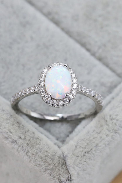 Opal 925 Sterling Silver Halo Ring-Teresa&#39;s Fashionista LLC