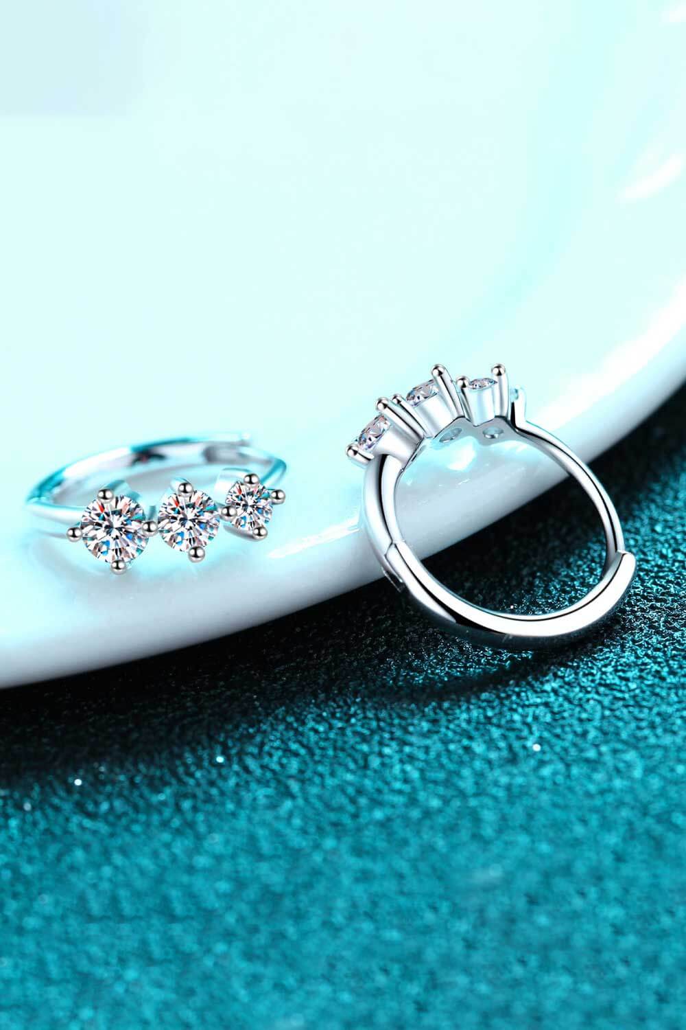 Sterling Silver Moissanite Huggie Earrings-Teresa&#39;s Fashionista LLC