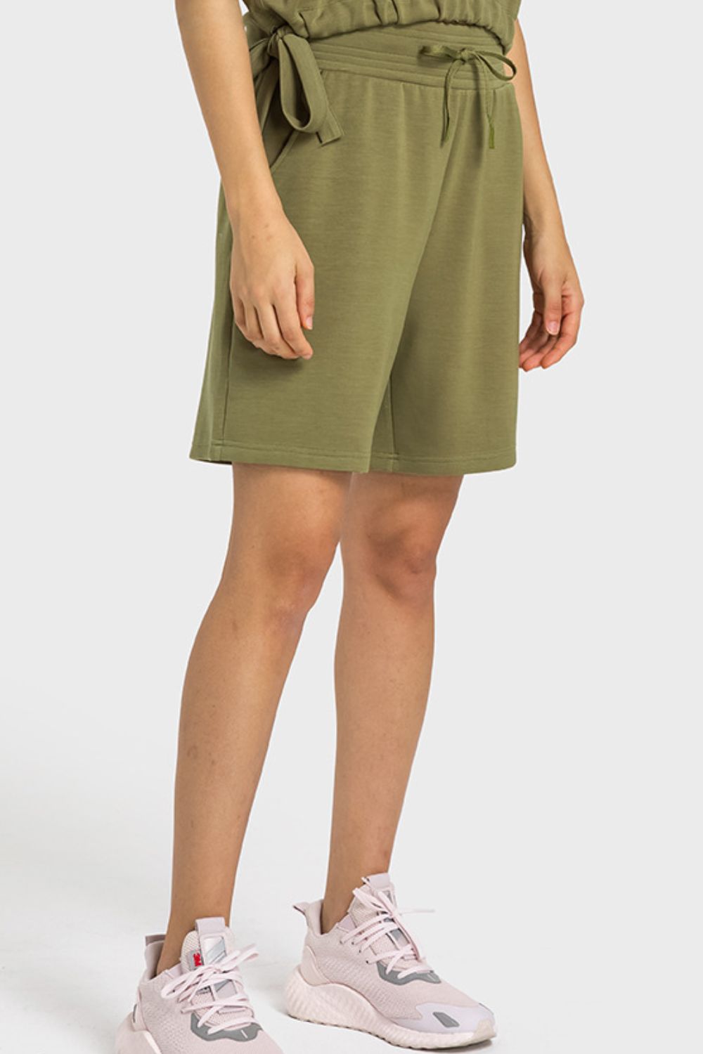 Drawstring Elastic Waist Sports Bermuda Shorts-Teresa&#39;s Fashionista LLC