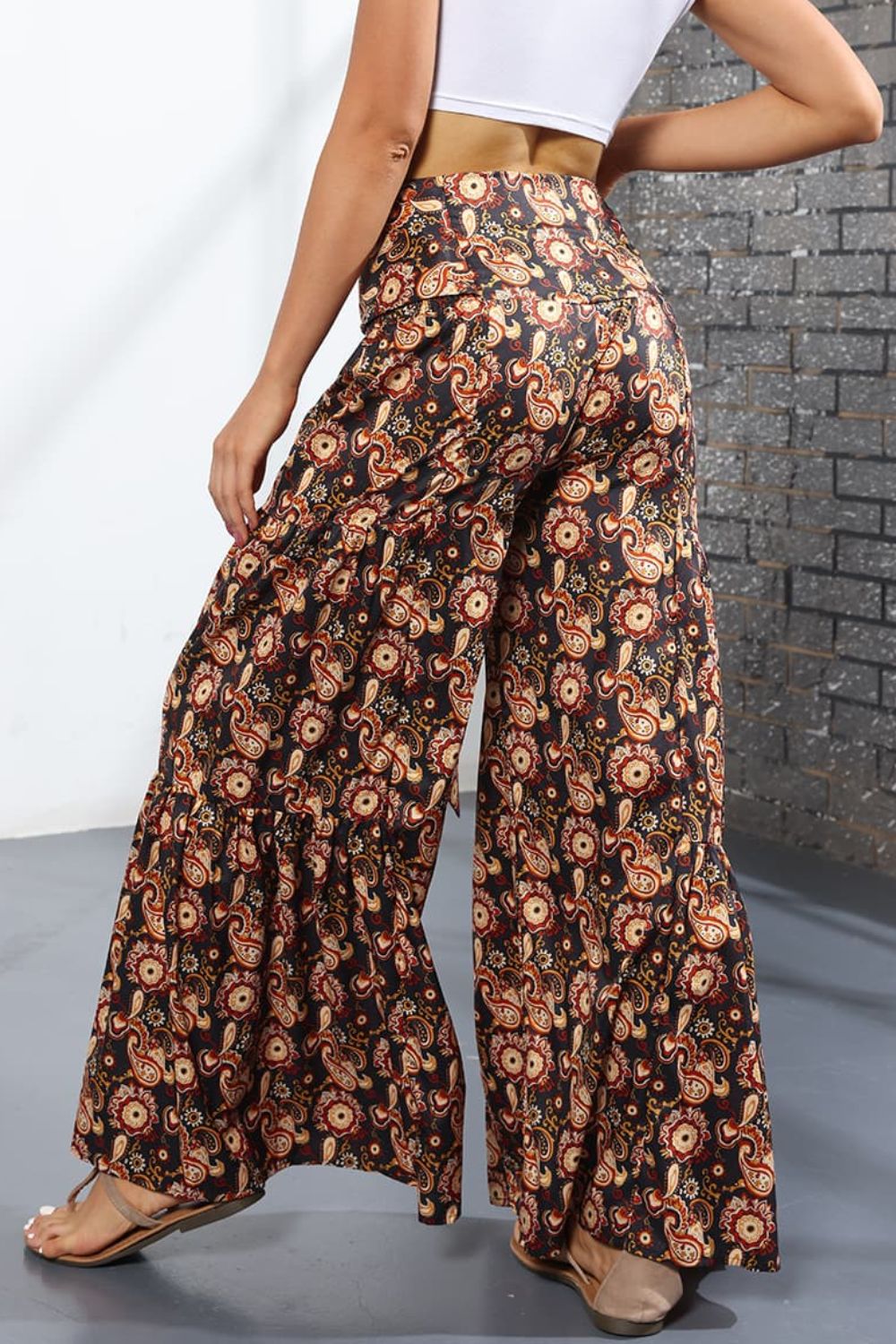 Printed High-Rise Tied Culottes-Teresa&#39;s Fashionista LLC