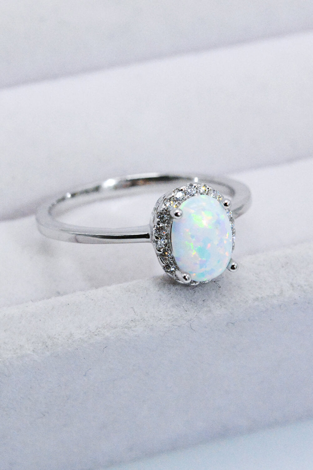 925 Sterling Silver 4-Prong Opal Ring-Teresa&#39;s Fashionista LLC