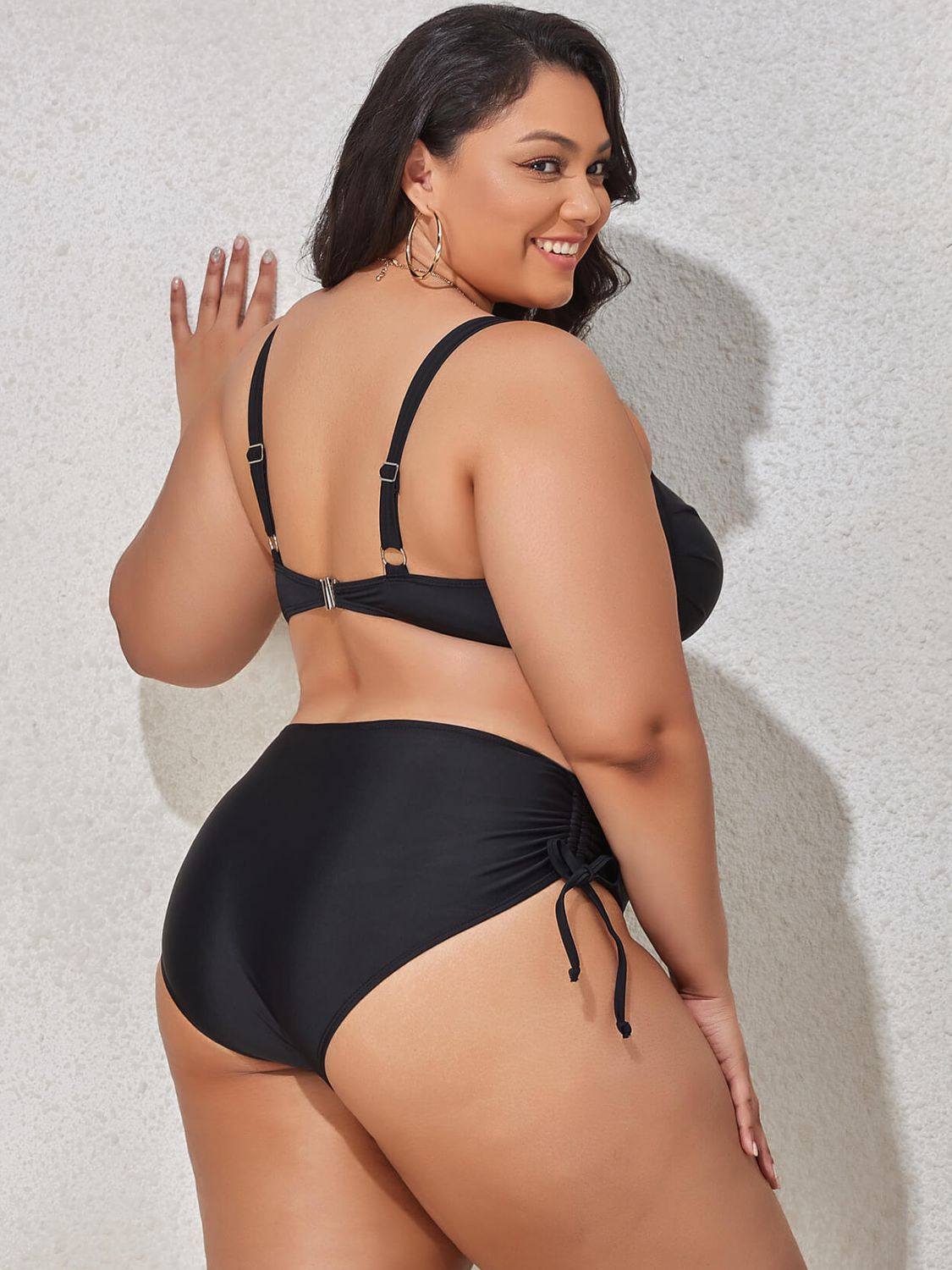 Plus Size Printed Drawstring Detail Bikini Set-Teresa&#39;s Fashionista LLC