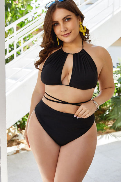 Plus Size Cutout Tied Backless Bikini Set-Teresa&#39;s Fashionista LLC